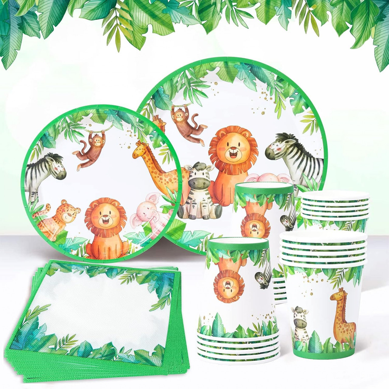 Set de vesela pentru petrecere Qifu, hartie, multicolor, pentru 24 persoane, 96 piese