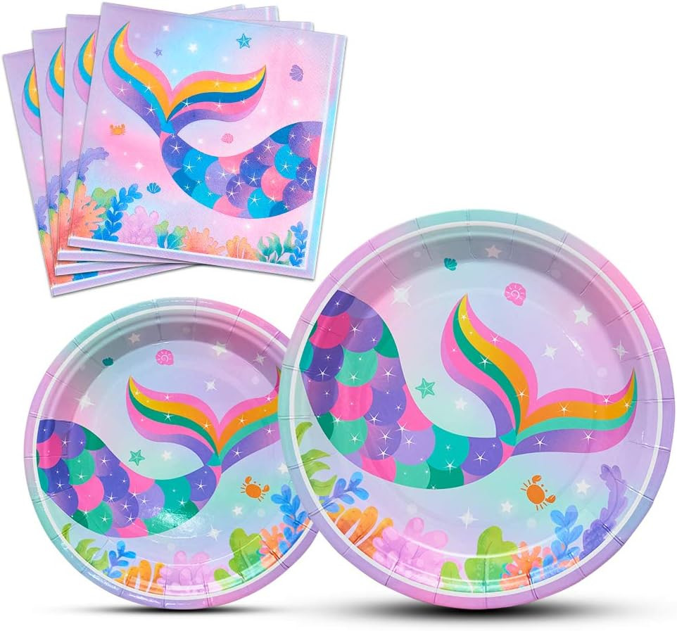 Set de vesela pentru petrecere WERNNSAI, hartie/plastic, multicolor, 48 piese