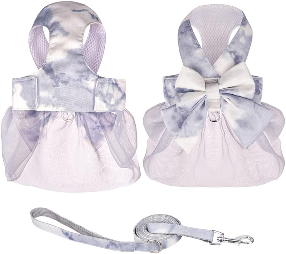 Set ham si lesa pentru caine Yiwong, textil, alb/albastru, marimea XS