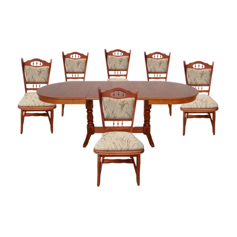 Set masa extensibila EURO 2 cu 6 scaune, Cires