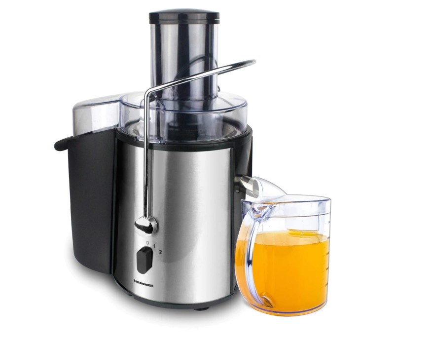 Storcator de fructe si legume Heinner XF-1000SS, 1000 W, recipient suc 1 l, recipient pulpa 2 l, 2 viteze, tub de alimentare 75 mm, inox, RESIGILAT
