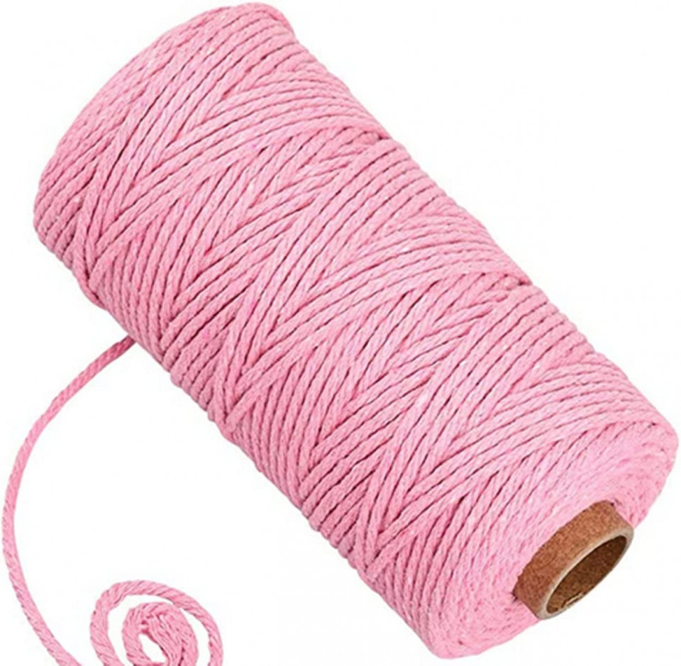 Sul de ata pentru macrame WYSUMMER, bumbac, roz, 100 m