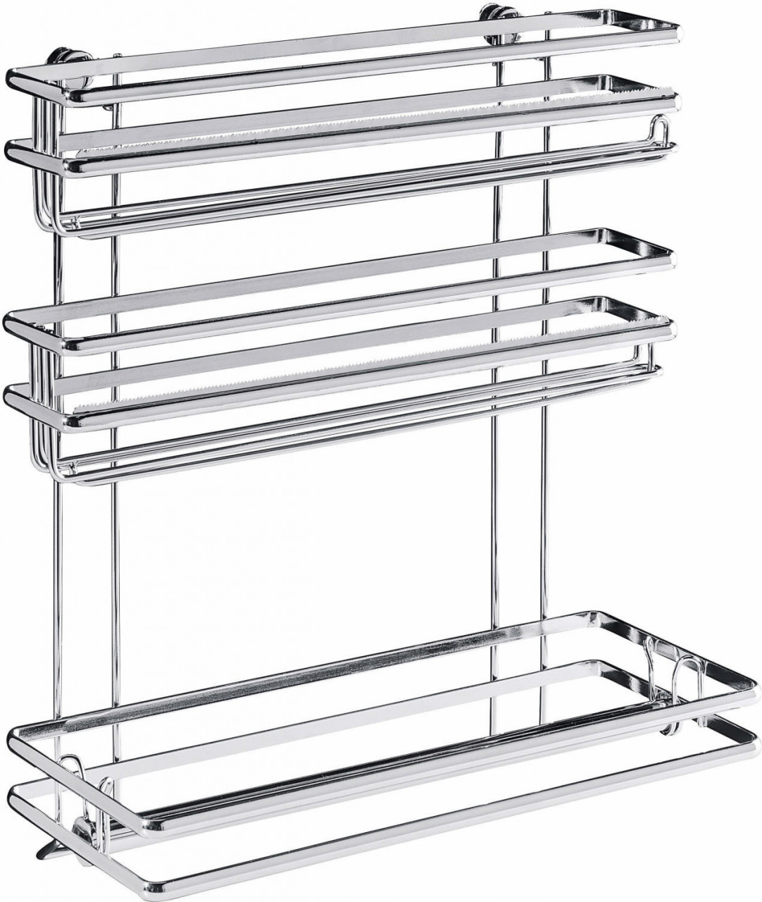 Suport pentru role de hartie Alcaraz, metal, argintiu, 13 x 32 x 33 cm