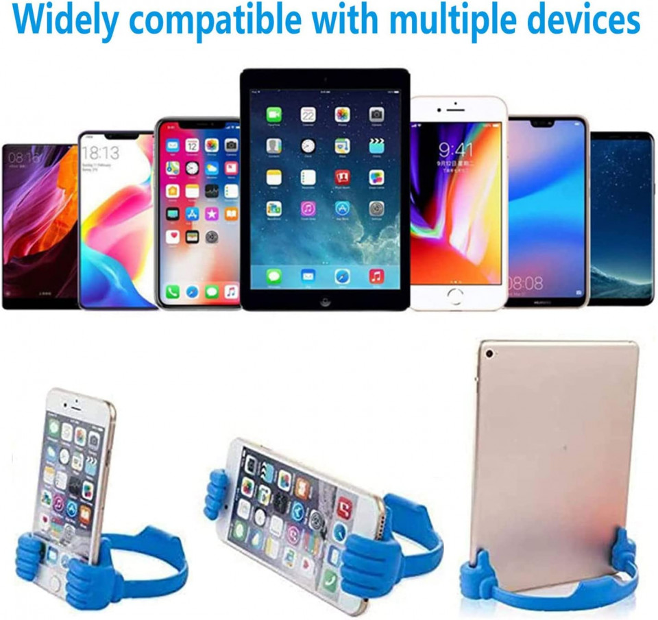 Suport universal pentru telefon Kinizuxi, silicon/plastic, albastru, 12 x 16 cm