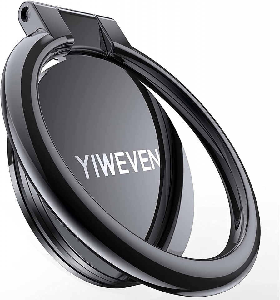 Suport universal tip inel pentru tableta/telefon YIWEVEN, aliaj de zinc, negru, 30 x 5 mm Accesorii imagine noua idaho.ro