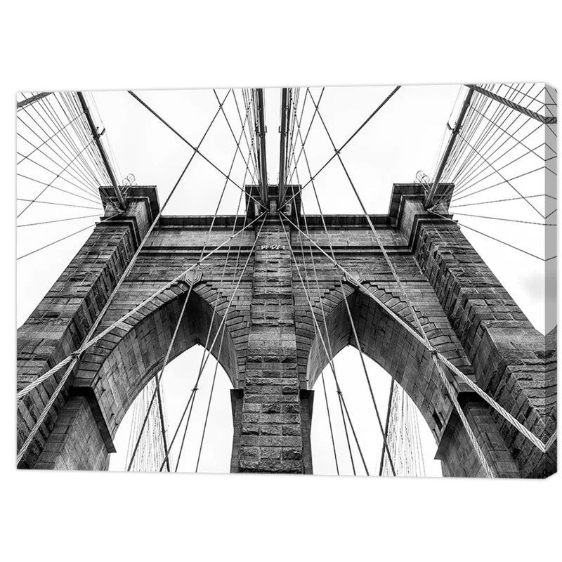 Tablou „Brooklyn Bridge” Williston Forge, panza/lemn, gri/alb, 60 x 80 x 2 cm