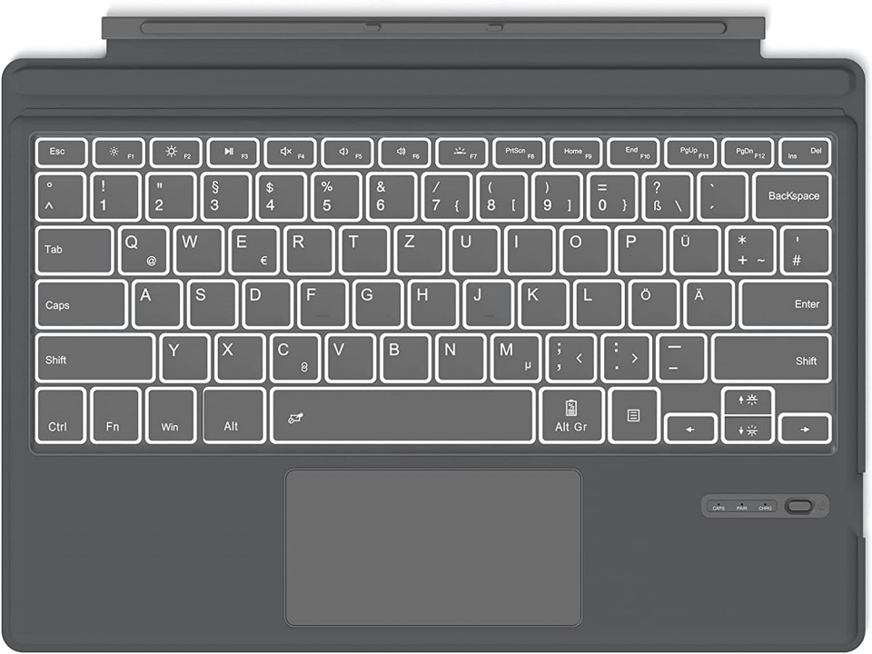 Tastatura magnetica Earto, touchpad inteligent, Bluetooth 5.1, gri, 7 culori iluminare, Surface Pro 7+/7/6/5/4/3 5.1 imagine noua somnexpo.ro