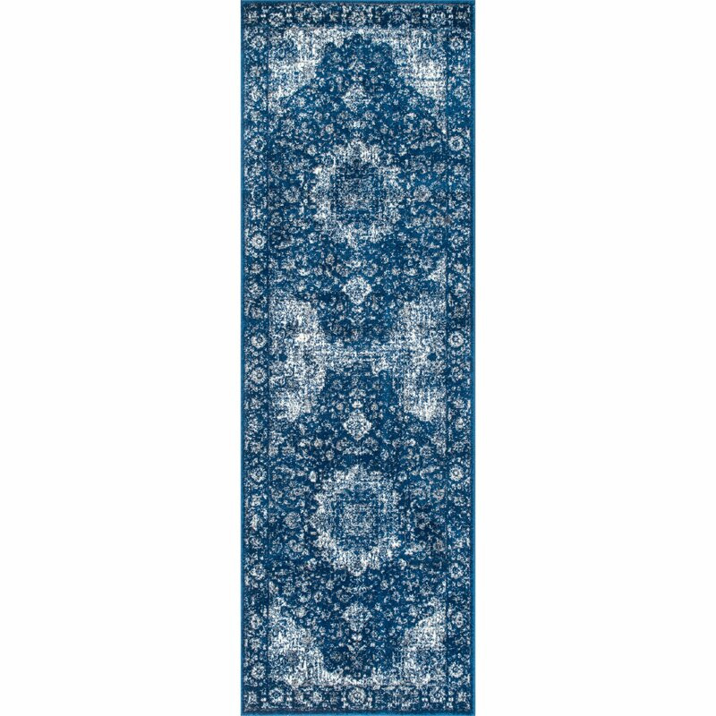 Traversa Linden, polipropilena, albastru inchis, 81 x 244 cm 244