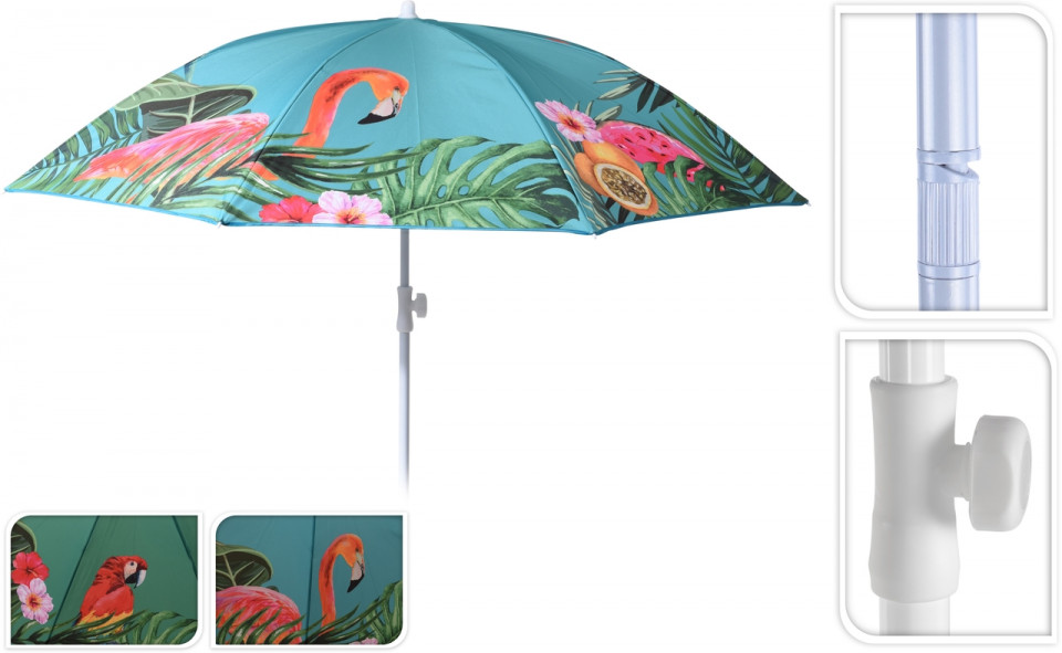 Umbrela pentru plaja Tropical Karll, 160×200 cm, multicolor chilipirul-zilei.ro/ imagine 2022 by aka-home.ro