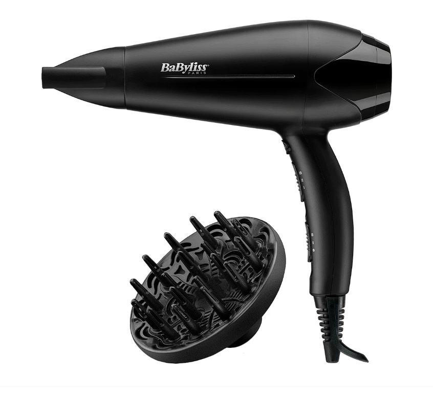 Uscator de par BaByliss D563DE, 2100W, 2 viteze, 3 trepte de temperatura, 2 accesorii: difuzor, concentrator, Tehnologie Ceramica, Negru, Resigilat,