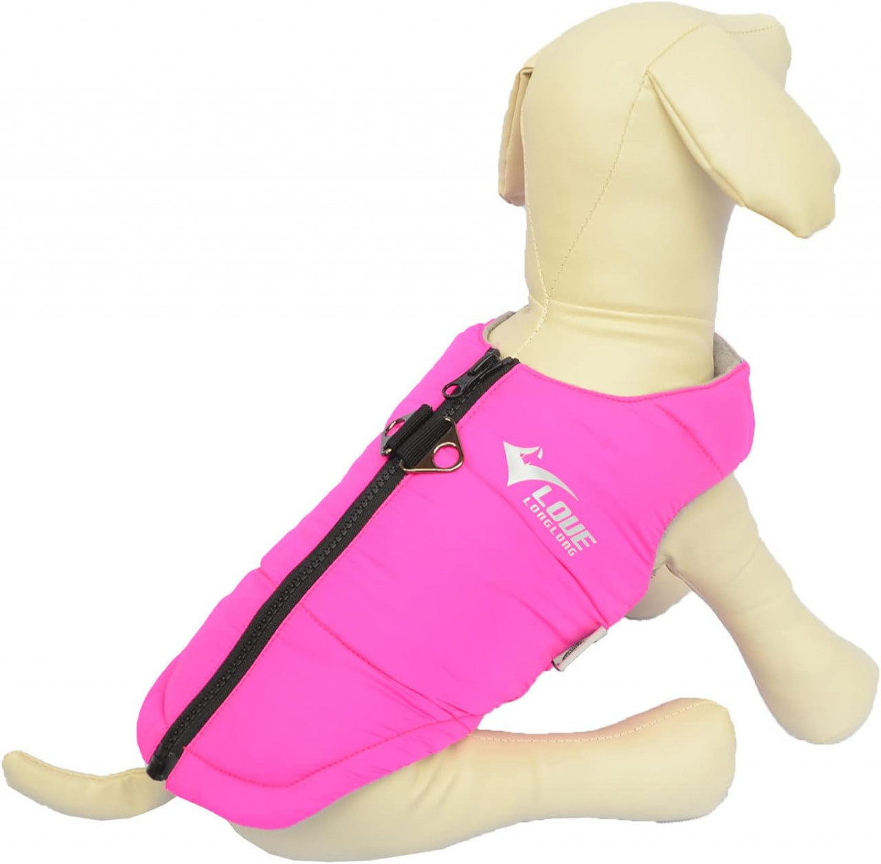 Vesta de iarna impermeabila pentru caine Lovelonglong, nailon/lana, roz, marimea XL