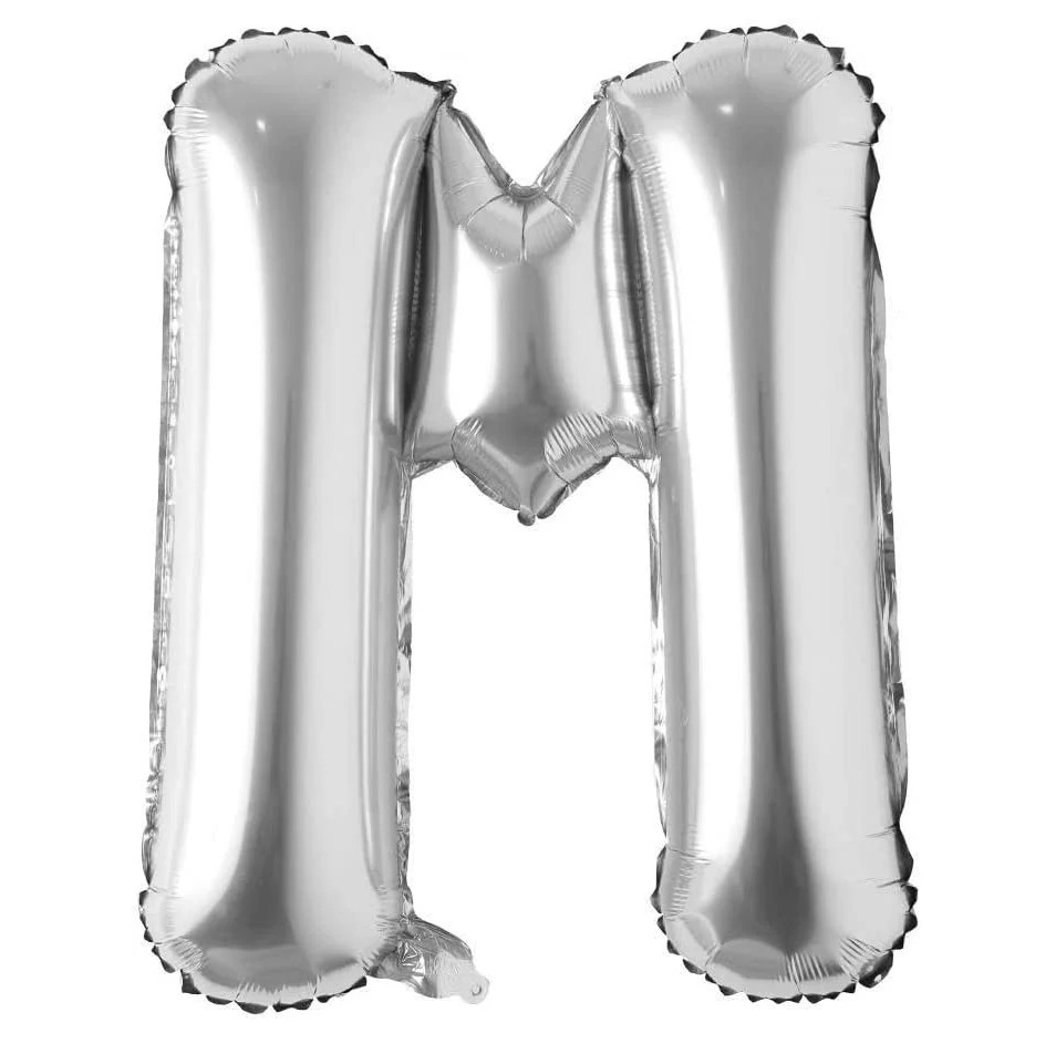 Balon aniversar Maxee, litera M, argintiu, 40 cm