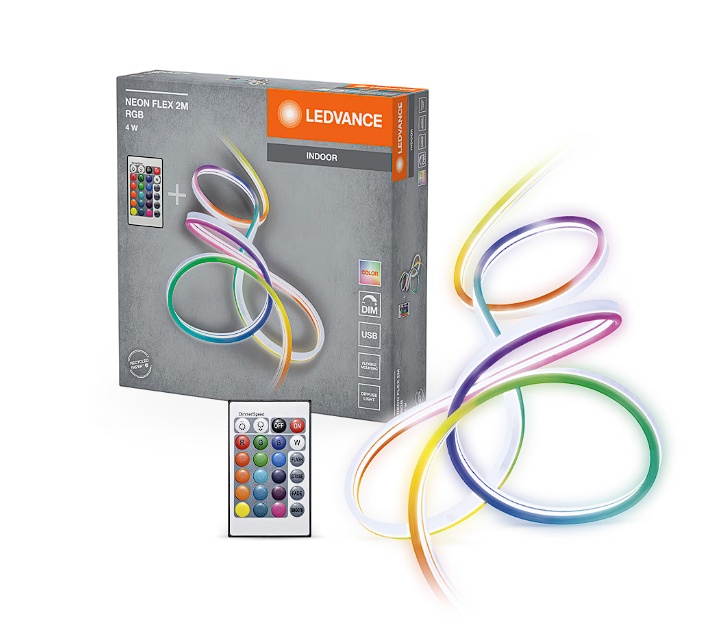 Banda LED flexibila Ledvance Neon Flex lungime 2m, 4W, dimabila, cu telecomanda, USB-A, IP20, Resigilat, Grad A