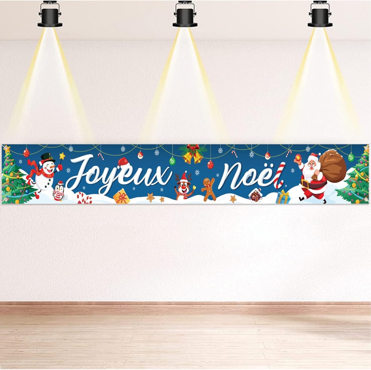 Banner pentru Craciun Dpkow, textil, multicolor, 35 x 270 cm