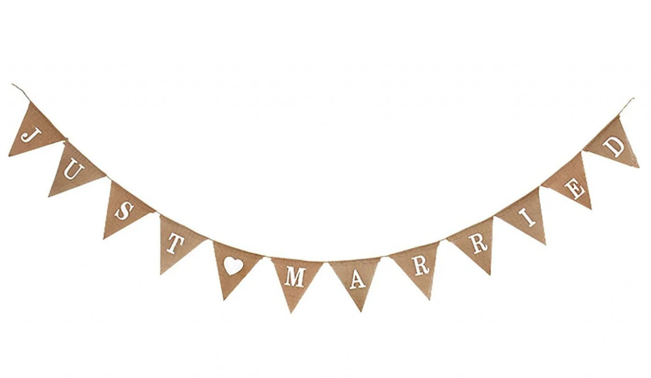 Banner pentru nunta Bunting, iuta, maro, 2,8 m