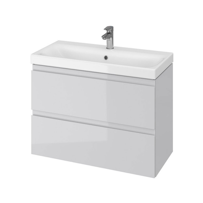 Baza si lavoar CS9741 suspendat, sertare, gri, 80x44.7x62 cm
