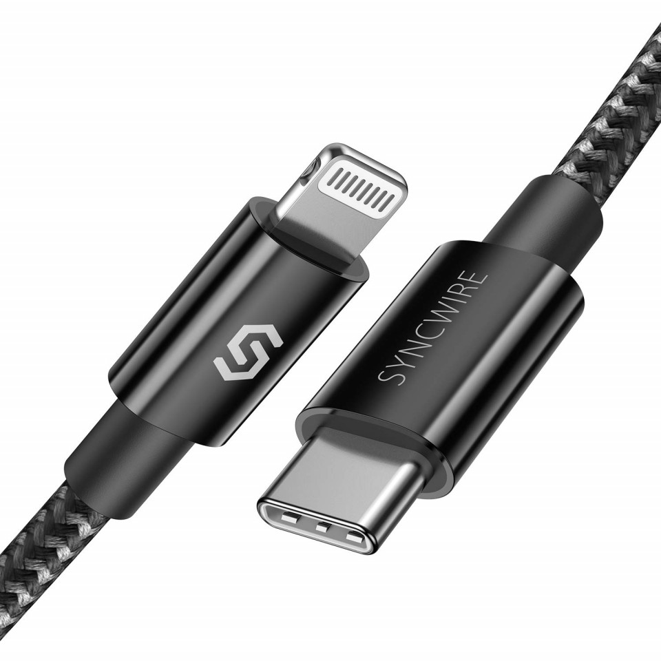 Cablu de incarcare pentru iPhone Syncwire, negru, 1 m Accesorii imagine noua idaho.ro