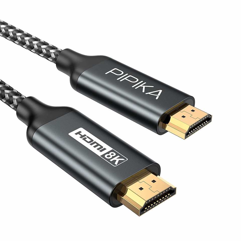 Cablu HDMI 8.60 de 2K Pipika, plat, negru/gri, nailon, 1 m