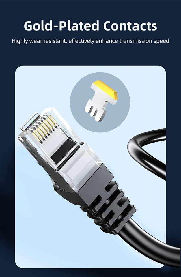 Poze Cablul Cat6 Ethernet PUTOAHAO, fibra optica, negru, 1,5 m