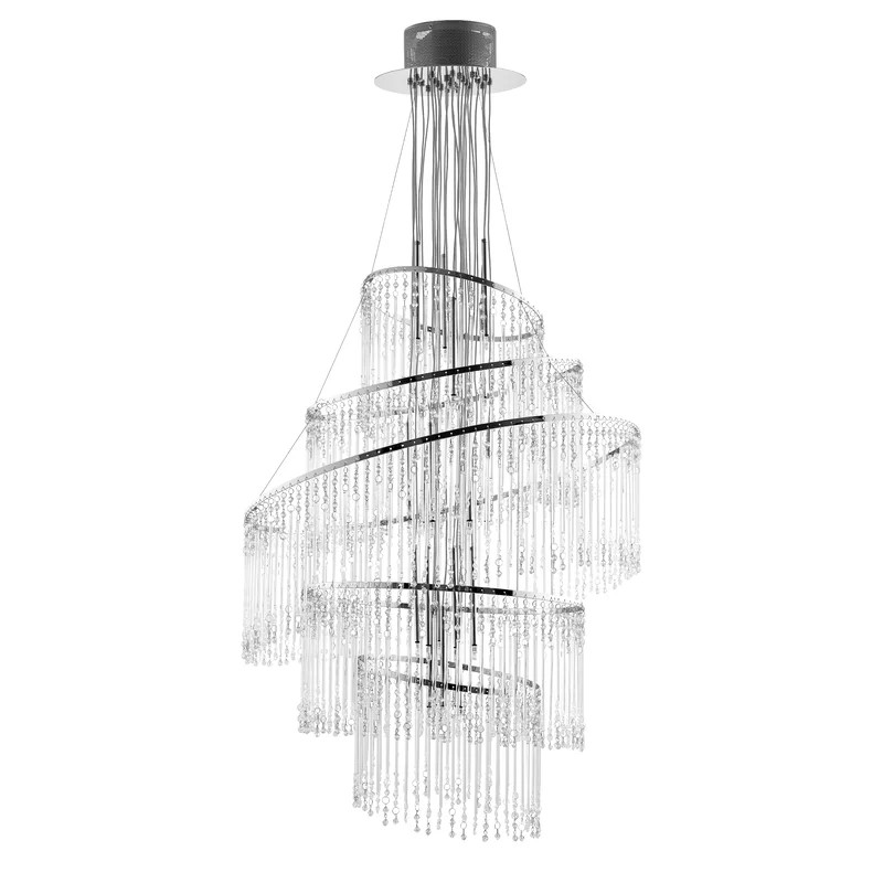 Candelabru Coles, 24 lumini, metal/sticla, argintiu, 65 x 133 cm