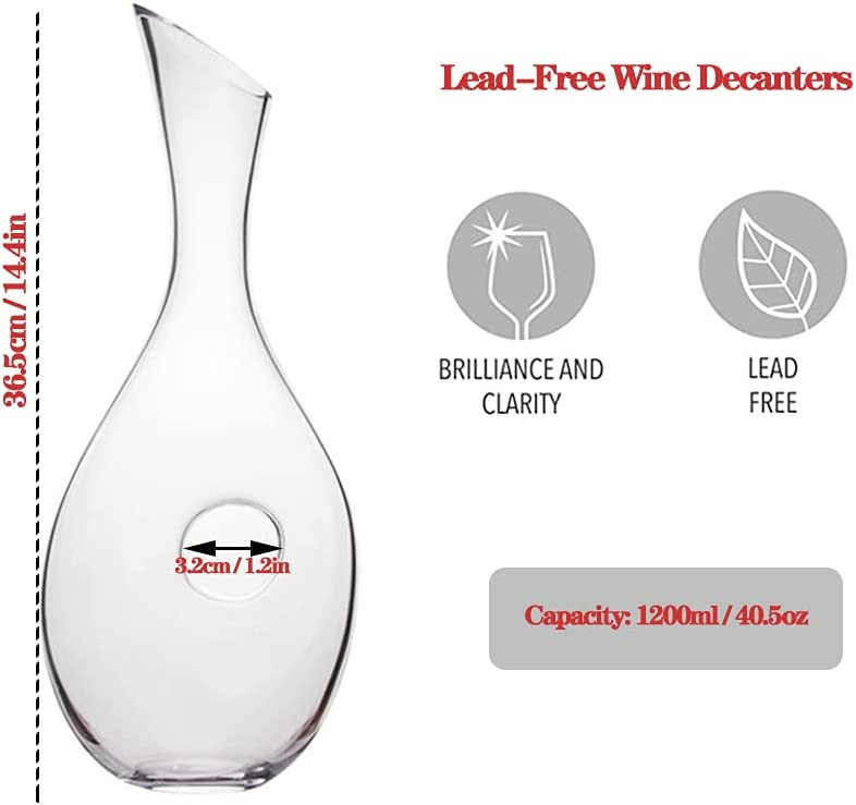 Carafa pentru vin SkySnow, cristal, transparent, 1,2 L, 36,5 cm