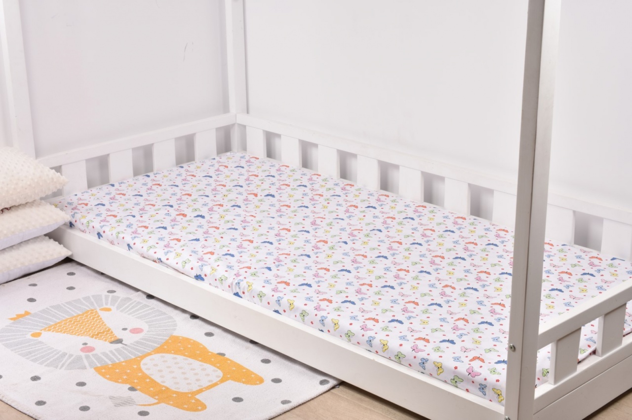 Cearsaf pat 90x200x10 cm bumbac 100% model fluturasi