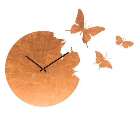 Ceas de perete Butterfly, metal/ frunze de cupru, Ø 48 cm Butterfly
