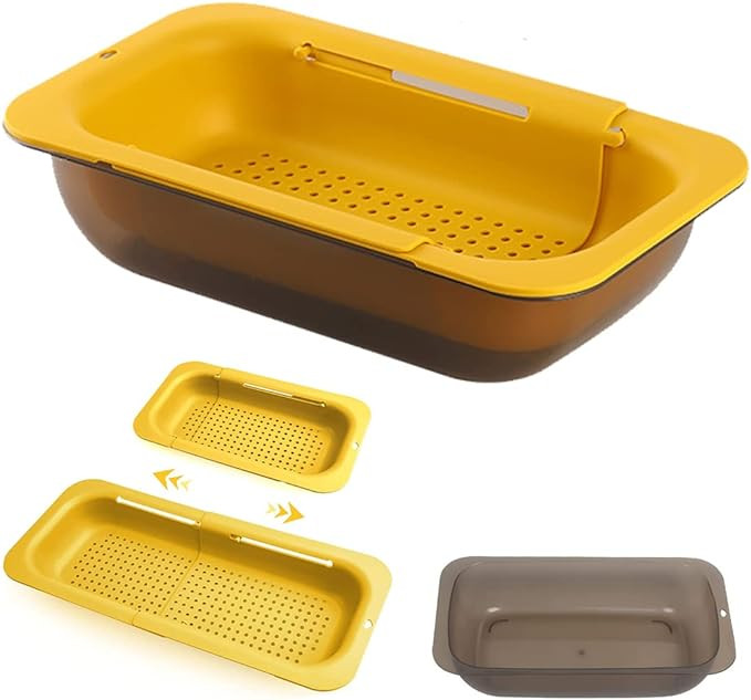 Cos cu strecuratoare pentru chiuveta KECRULV, plastic, galben, 20 x 10 x 5 cm