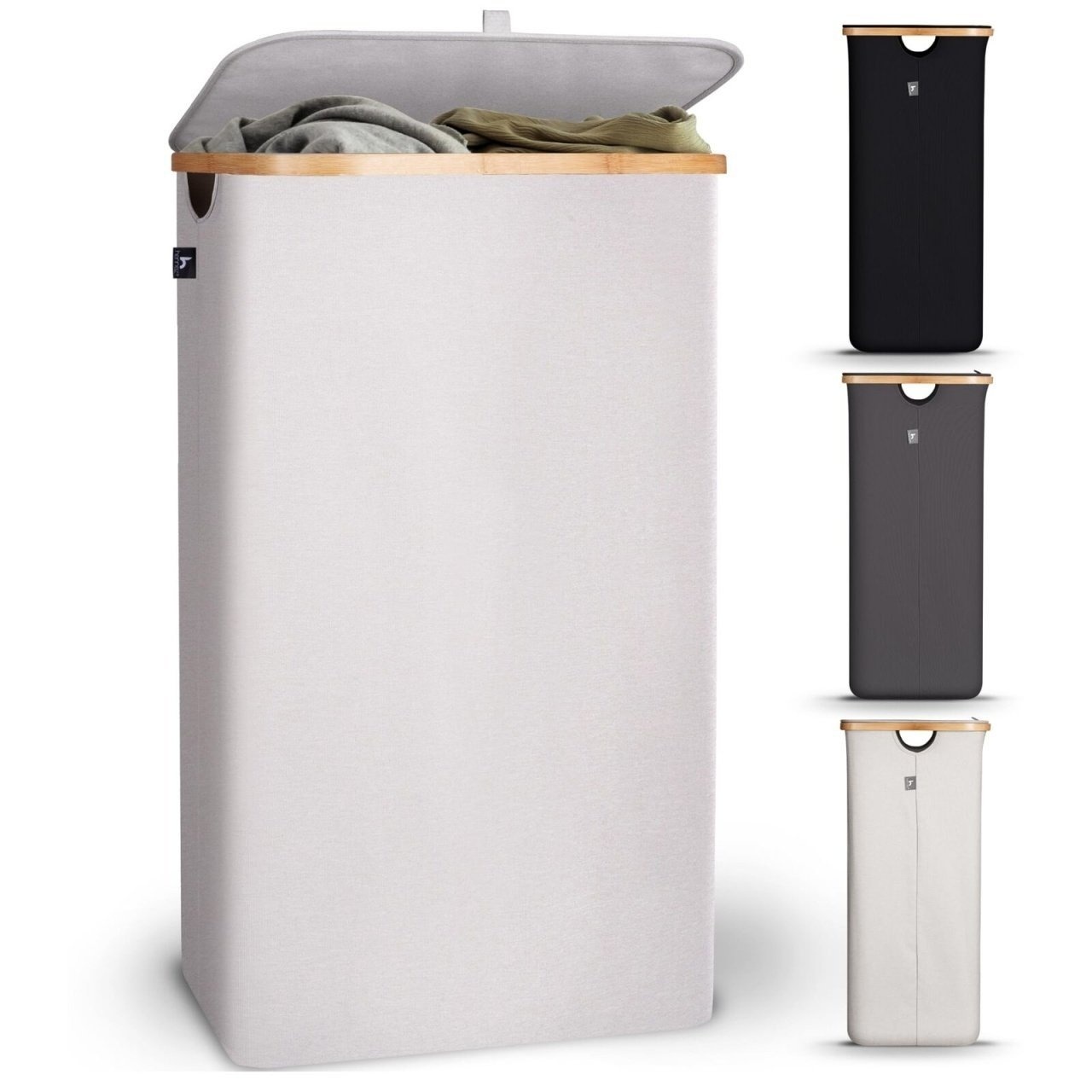 Cos pentru rufe Hennez, Premium, gri, textil, 100 l, Resigilat, Grad A