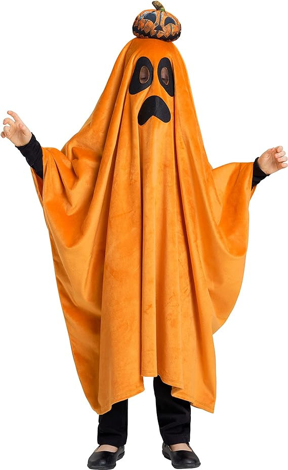 Costum de Halloween pentru copii, poliester, portocaliu/negru, 4-6 ani