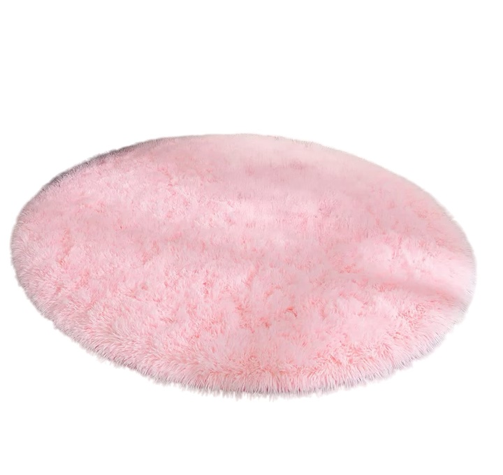 Covor rotund ROHATIM, blana ecologica/poliester, roz, 100 cm