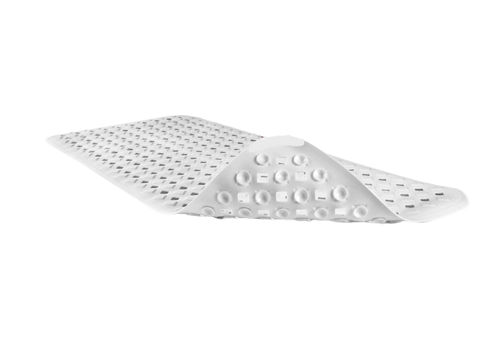 Covoras de baie antiaderent Waveliv, silicon, alb, 88 x 44 cm