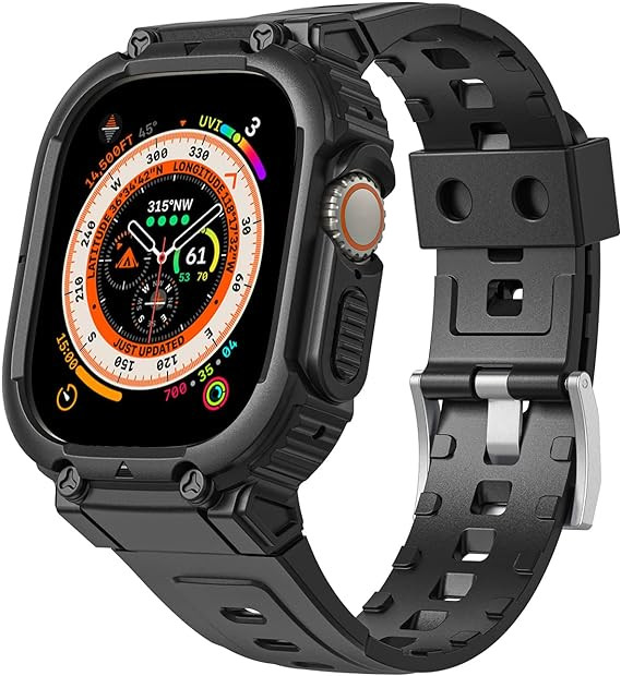 Curea de ceas Spguard, compatibila cu iWatch 8, silicon, negru