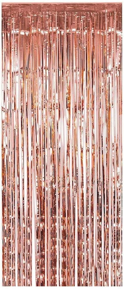 Decor cu franjuri pentru petrecere TRIXES, folie, rose gold, 90 x 208