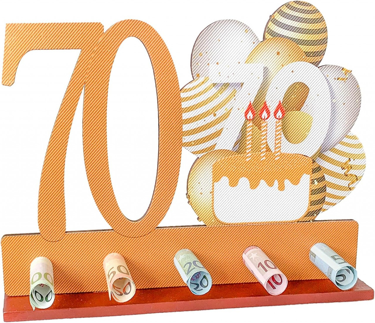 Decoratiune pentru 70 de ani Booshmall, lemn, maro, 25 x 18 cm