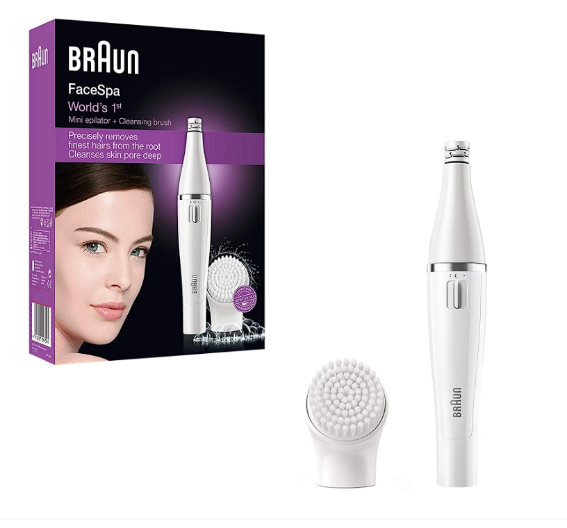 Epilator facial Braun SE810 Face, 10 prinderi, Perie curatare cu micro-oscilatii, Alb, Resigilat, Grad A