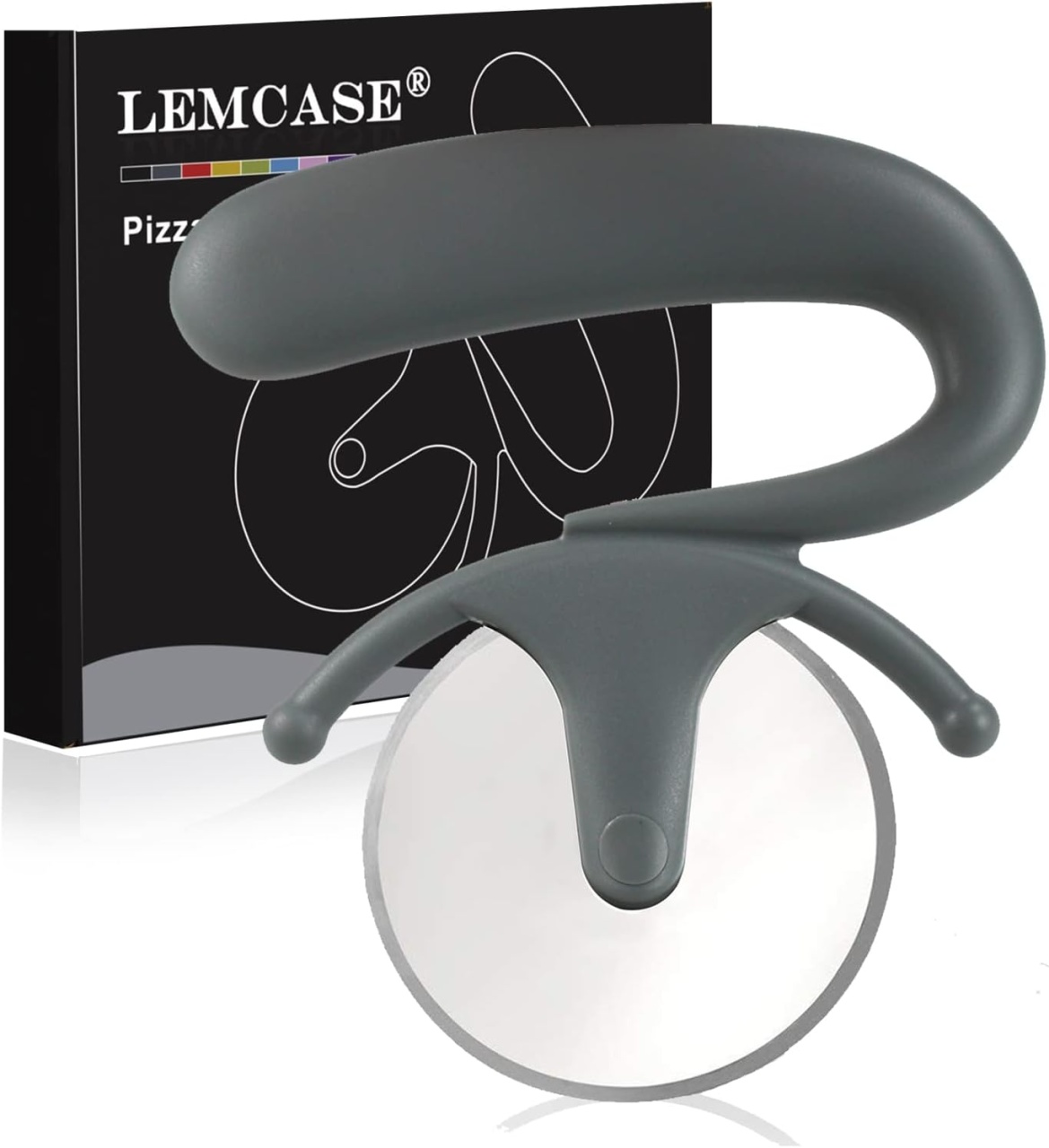 Feliator pentru pizza Lemcase, otel inoxidabil/silicon, argintiu/gri, 13,2 x 3,5 x 8 cm