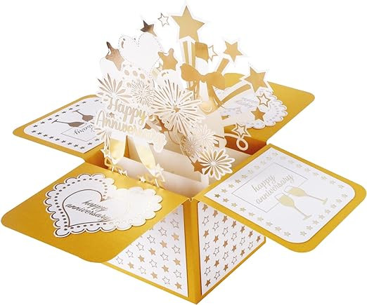 Felicitare 3D Innbox, auriu/alb, hartie, 8x8cm