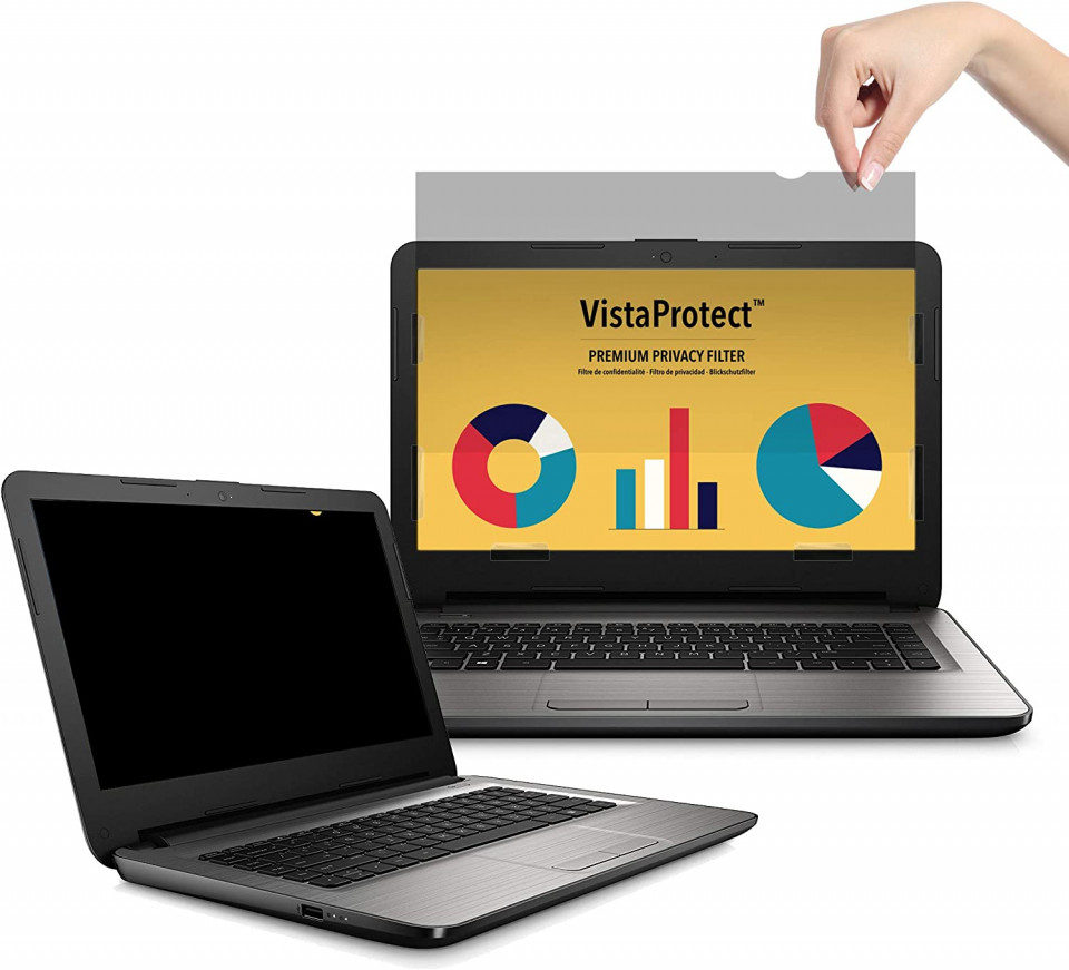Folie de protectie pentru laptop VistaProtect, negru transparent, 12,5 inchi