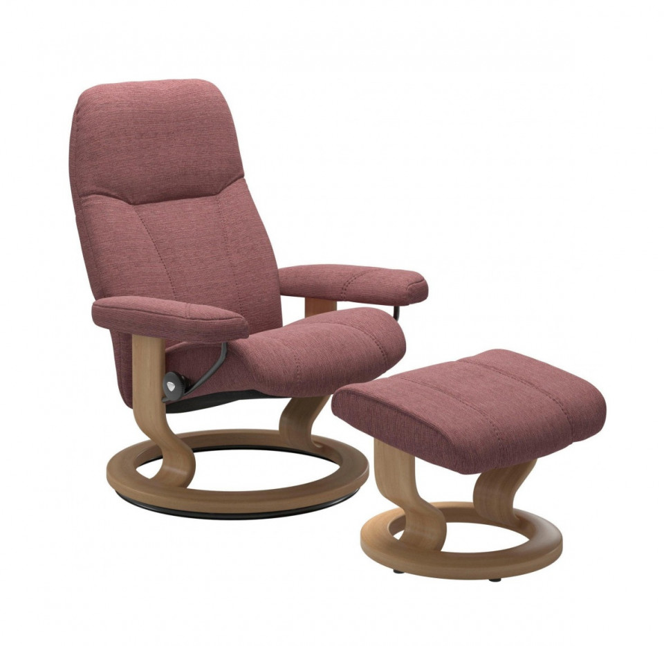 Fotoliu reclinabil cu scaun pentru picioare Consul, roz inchis/maro, 85 x 100 x 77 cm de la chilipirul-zilei imagine noua