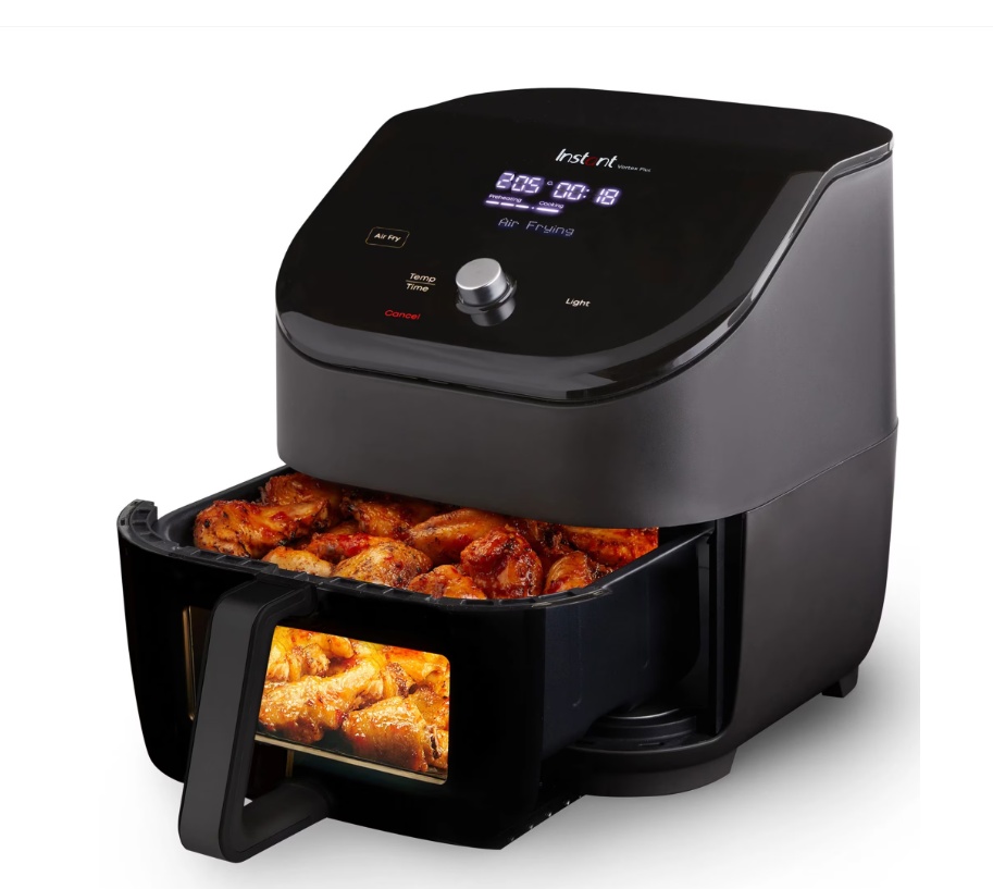Friteuza cu aer cald (Air Fryer), fara ulei, RESIGILAT, 1 AN GARANTIE, Instant Vortex Plus 6 Clear Cook, Ecran digital, Cos detasabil, 6 functii de