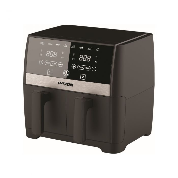 Friteuza dubla cu aer cald, Vision Chef VAFD2100N8, 7.6 litri, 2100 W, Termostat ajustabil, 8 programe presetate, RESIGILAT, GARANTIE 1 AN