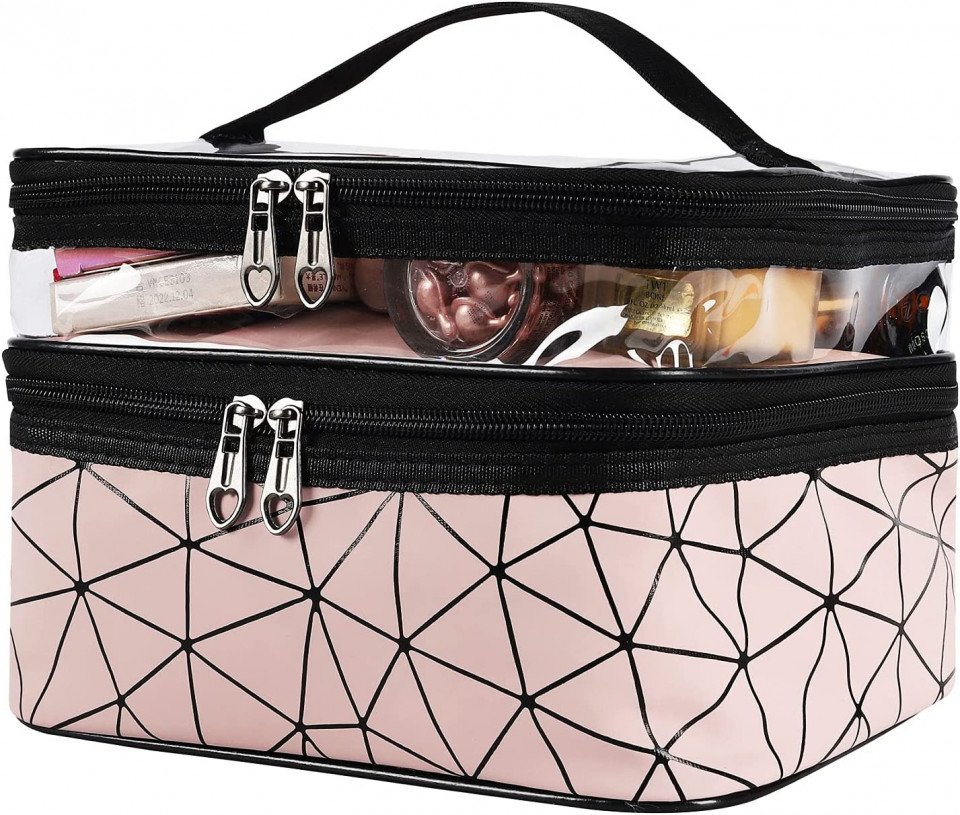Geanta pentru machiaj Pehciroe, nailon/poliester, negru/roz, 23 x 14 x 10 cm Fashion & timp liber 2023-09-25