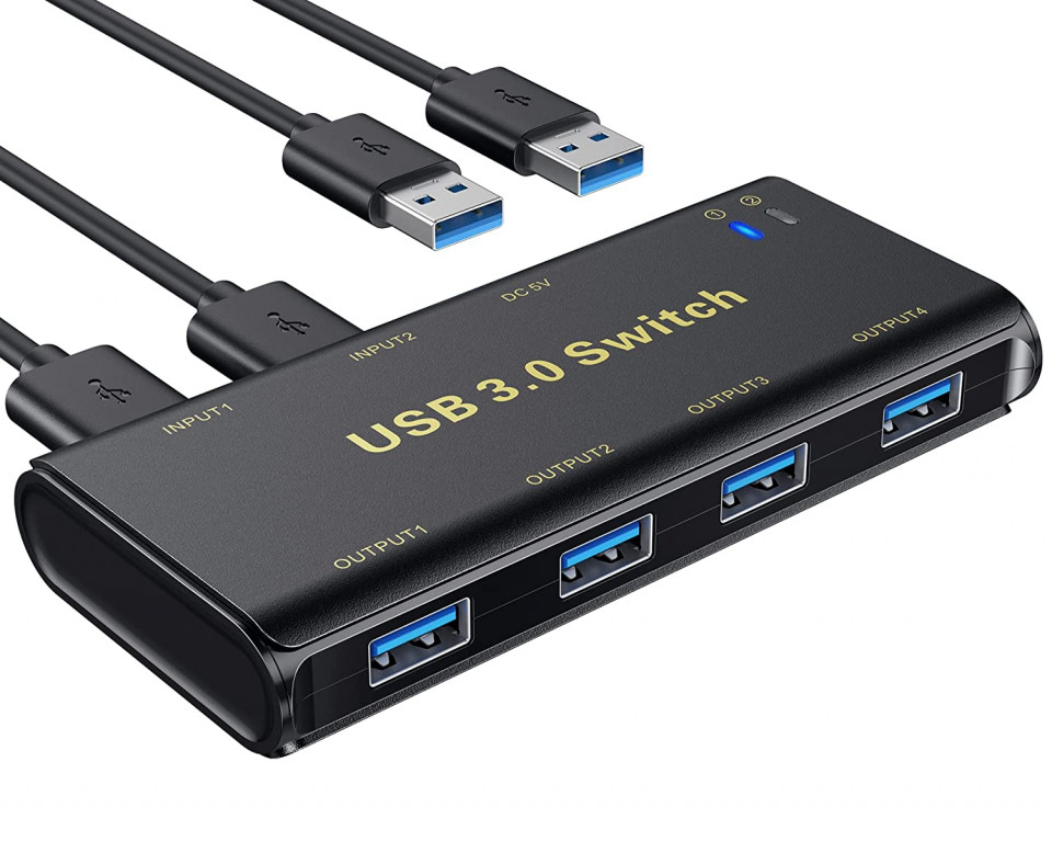 Hub ABLEWE, 4 iesiri USB 3.0 cu 2 intrari USB 3.0 si un Micro USB, negru