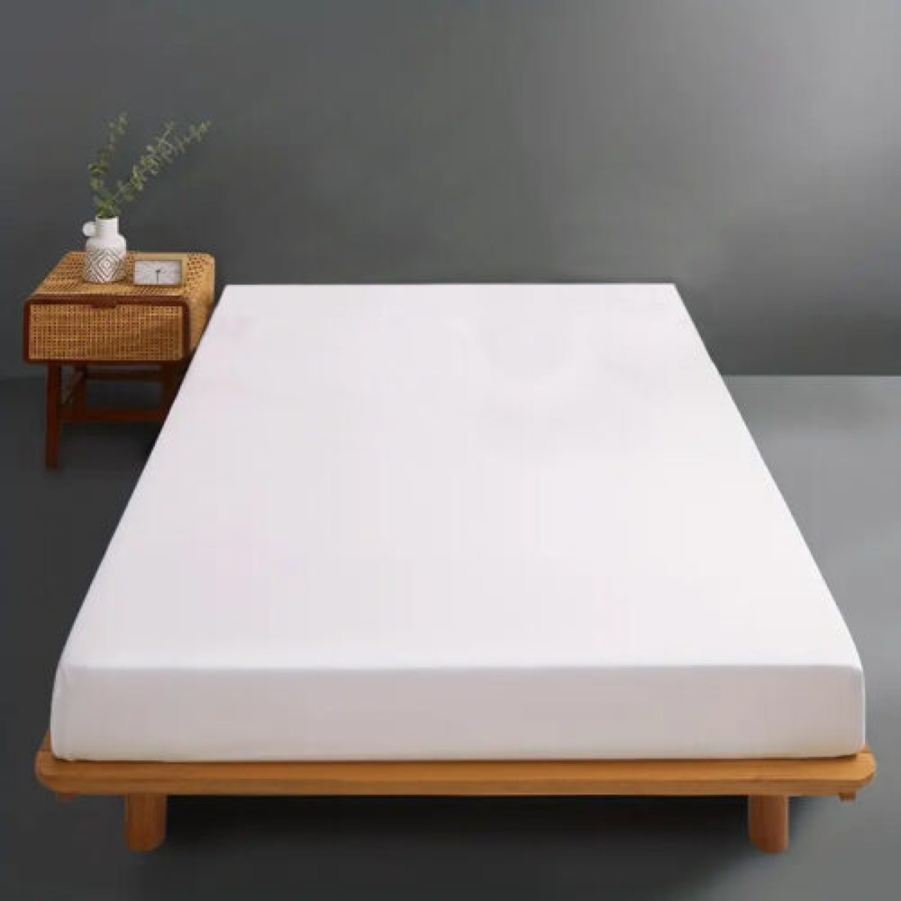 Husa de pat din bumbac 100%, tricot, alba, 90x200 cm