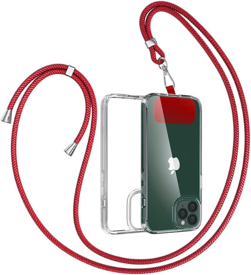 Husa de protectie cu snur pentru iPhone 11 Pro Max Gumo, TPU/poliester, transparent/rosu, 6.5 inchi