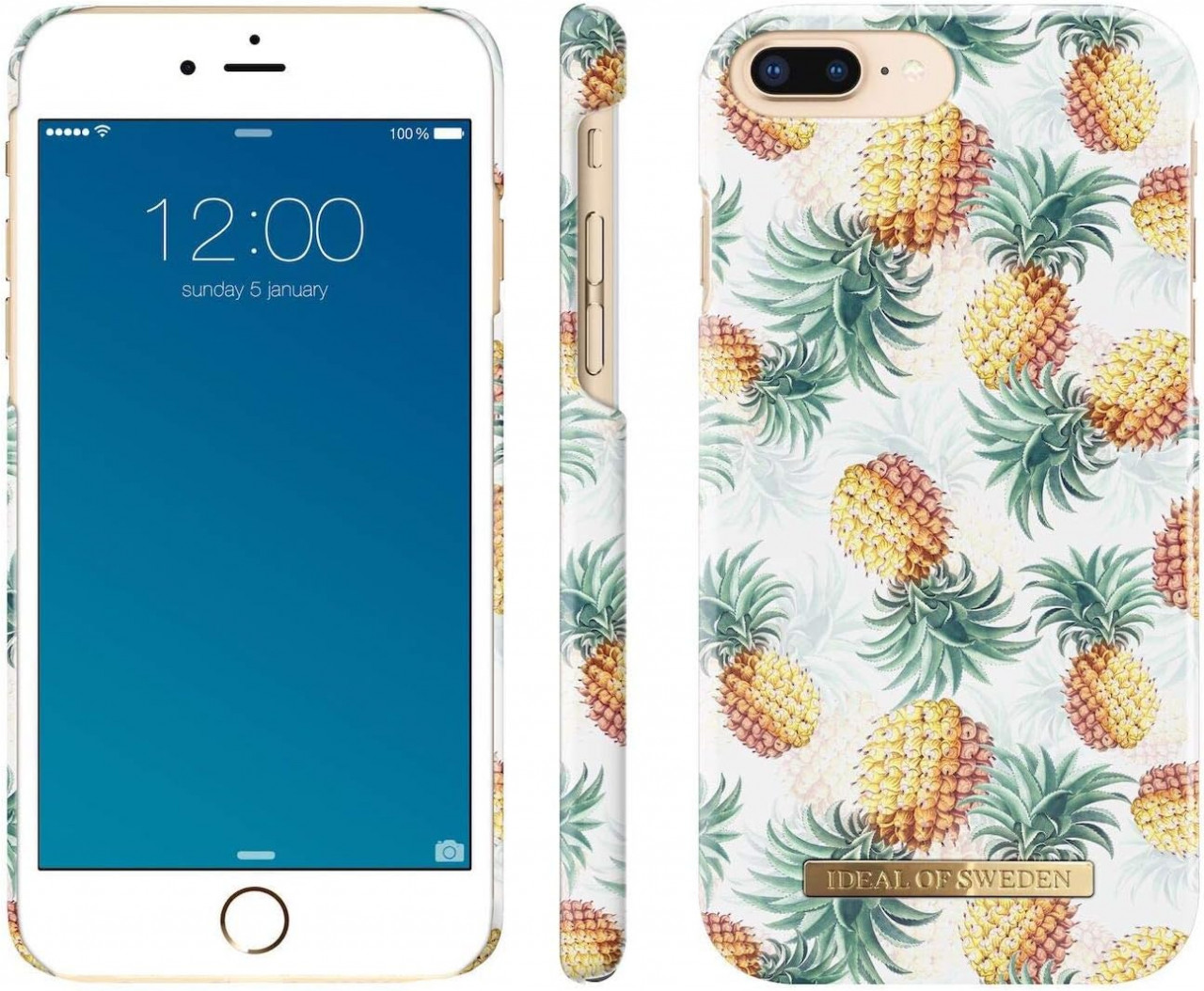 Husa de telefon pentru iPhone 8 Plus/ 7 Plus/ 6 Plus/ 6s Plus IDEAL OF SWEDEN, piele PU, model ananas, multicolor