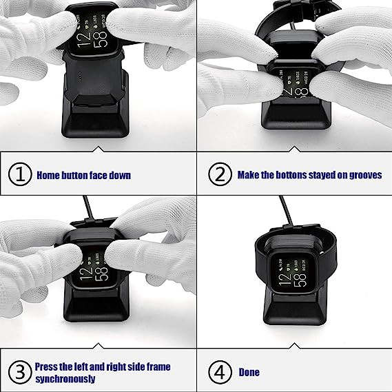 Poze Incarcator special conceput pentru ceasul inteligent Versa 2 SPGUARD, ABS/silicon, negru, 6,8 x 6 x 4,3 cm