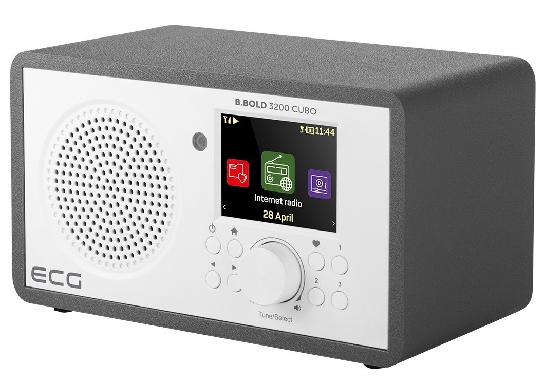 Internet radio ECG B.BOLD 3200 Cubo, FM, Bluetooth, Li-Ion 3,7V/2000 mAh, 3W RSM, telecomanda, carcasa din lemn