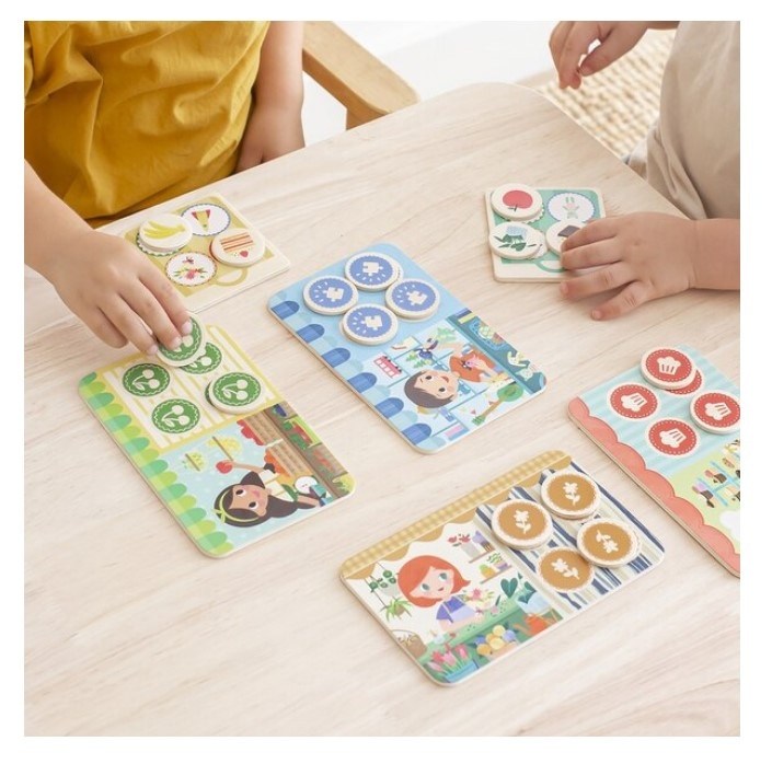 Joc de memorie Lotto Shopping, Apli Kids, Lemn, 22 x 22 x 5.4 cm, Multicolor